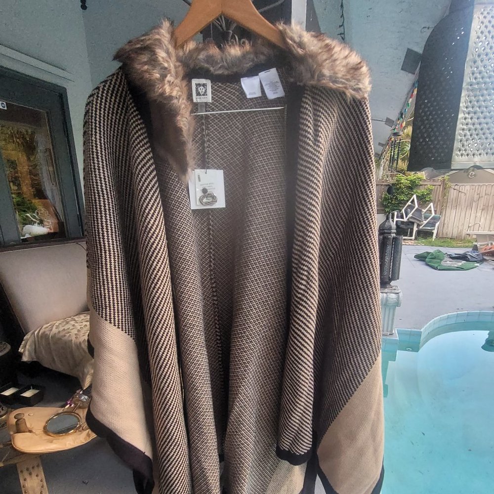 Anne Klein Zip Front Poncho, Women's, Size 2x to 3x